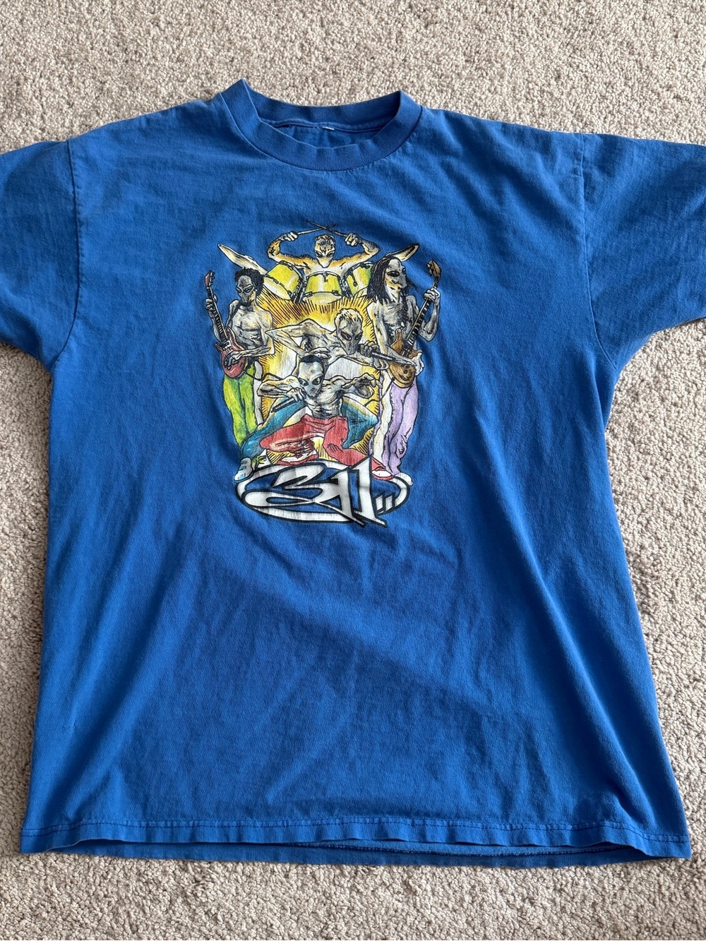 Vintage 2000 311 Fall Tour Concert T Shirt Blue Alien Graphic Size L 22x27.5